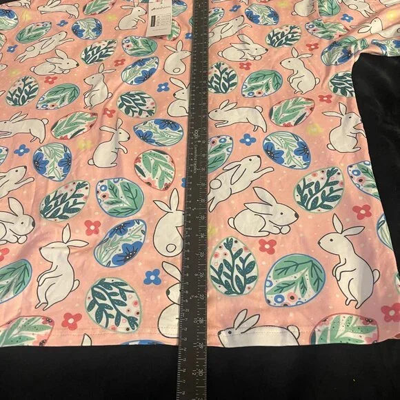 Pink Bunny Print Top NWT Pastel Easter XXL - Picture 4 of 6